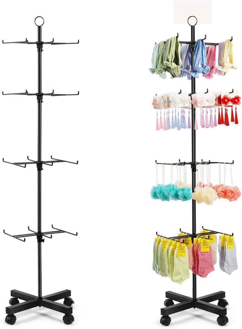 Flenpptly Retail Display Stand Rotating Display Stand 4 Tier Spinning Display Stand for Craft Shows, Jewelry, Keychain, Earring Adjustable Height Retail Display Racks (Black) - Image 1